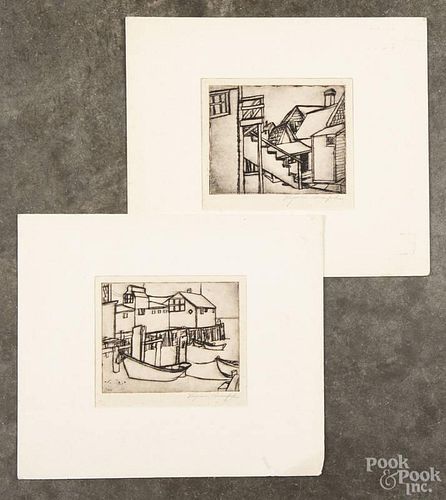Virginia Berresford (American 1902-1995), two pencil signed engravings, 4'' x 5''.