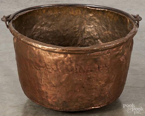 Copper apple butter kettle, 19th c., 15 1/2'' h., 26'' w.
