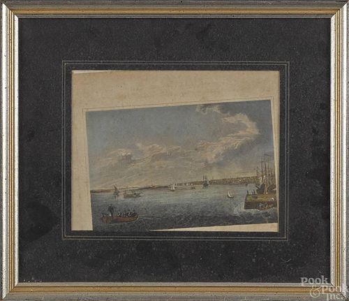 Pair of English color engraved nautical scenes, e
