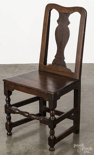 George I oak plank bottom chair, early 18th c.