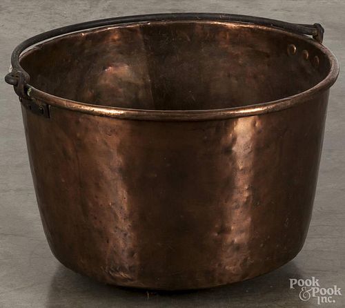 Copper apple butter kettle, 19th c., 14'' h., 22 1/2'' w.