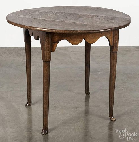 Oak and pine tavern table constructed from period and non-period elements, 27 1/2'' h., 33 1/4'' w.