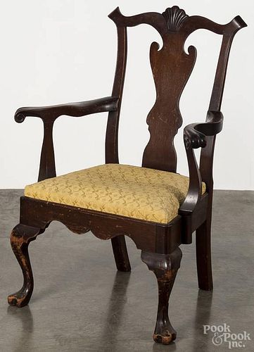 Chippendale style walnut armchair, early 20th c.