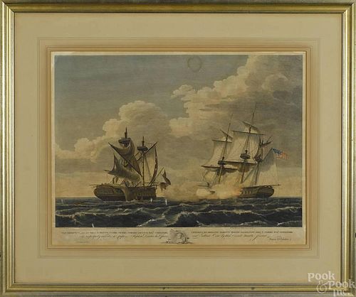 Color engraving, after Thomas Birch, depicting th
