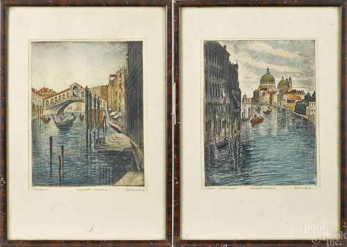 Three color engraved Continental scenes, together