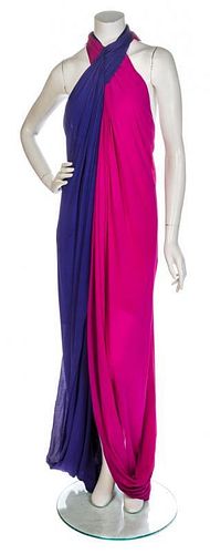 * A Purple and Magenta Halter Gown, No size.