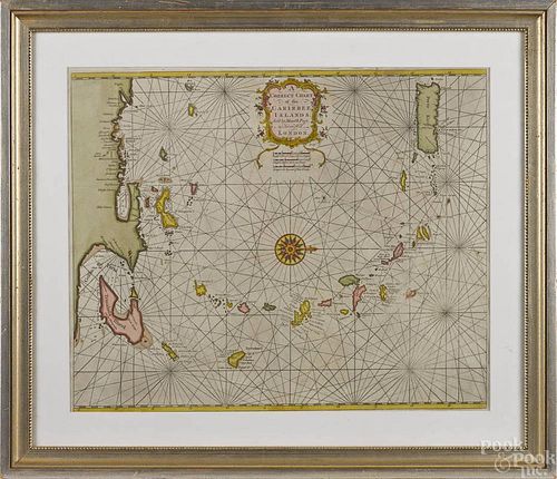 Two color engraved maps of the Caribbean, 17th c.