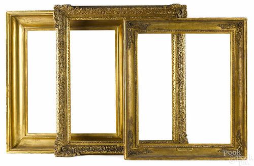 Three giltwood frames, 19th c., 33'' x 28 1/2'', 35