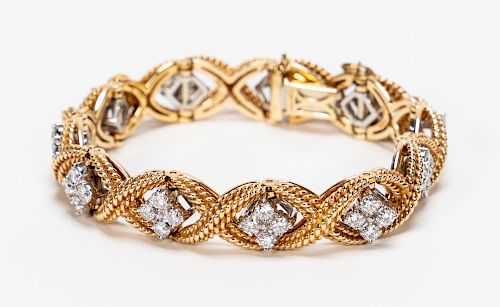 Jabel 14k Two Tone Gold & Diamond "X" Bracelet