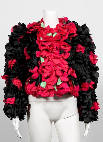 St. Laurent Pink & Black Floral Petal Jacket