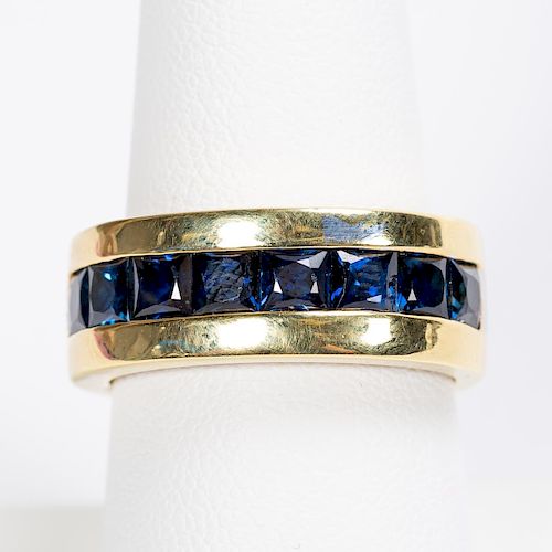 18k Two-Tone Gold & Sapphire Channel Set Band