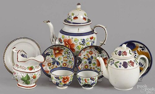 Ceramics, to include a Gaudy Dutch coffee pot, 11