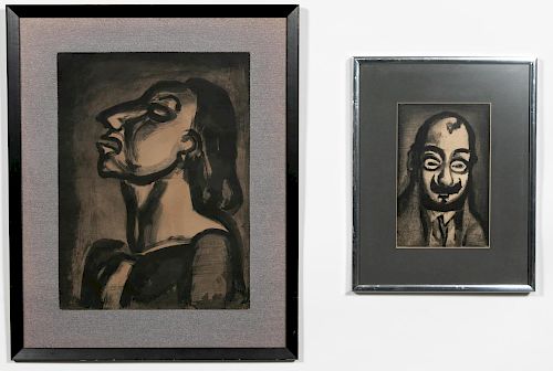 Two George Rouault Figural Aquatint Etchings