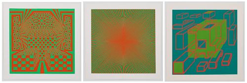 3 Roy Ahlgren Optic Art Unframed Geometric Prints