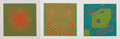 Roy Ahlgren 3 Signed Unframed Red & Green Prints