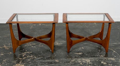 Pair, Lane Sculptural Mid Century Side Tables