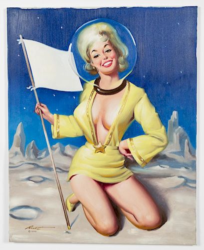 Donald Rusty Rust "I'm First" Oil On Canvas Pinup