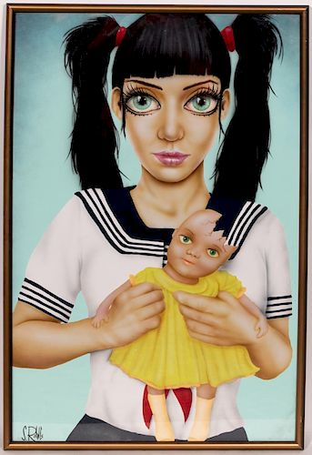 Scott Rohlfs Acrylic, "Broken Baby Doll" Pinup