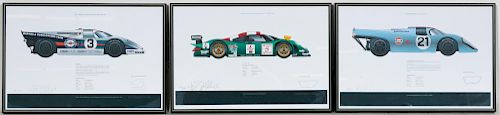Three, Jeff Stapleton Porsche Race Car Lithographs