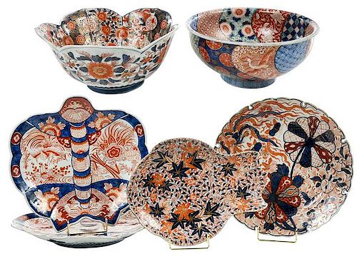 Six Finely Decorated Imari Bowls and Platters