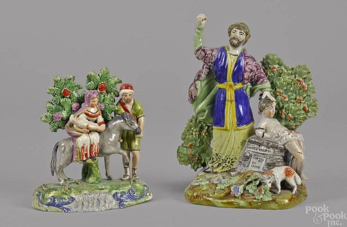 Two pearlware figural groups, early 19th c., depi
