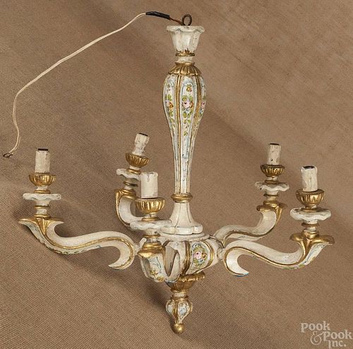 Italian painted chandelier, 20th c., 23'' h.