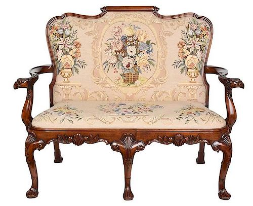 Irish Chippendale Style Upholstered Setee