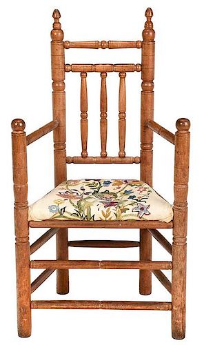 Brewster Style Arm Chair with Crewel Work Seat