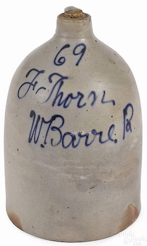 Stoneware jug, 19th c., impressed Lewis Jones Pi