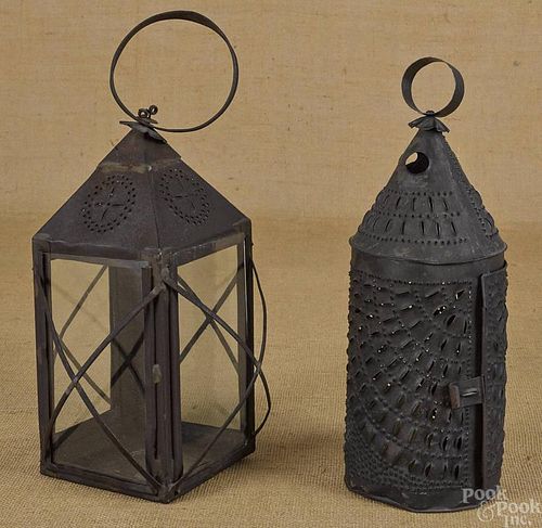 Two tin carry lanterns, 19th c., 15 1/2'' h. and 1