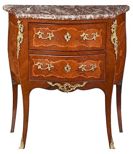 Louis XV Style Bronze Mounted Marble Top Commode