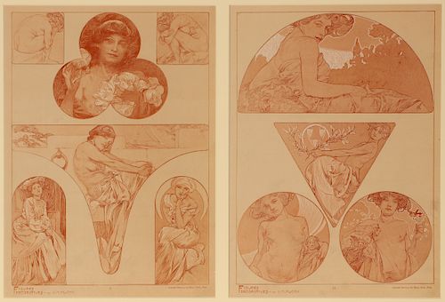 ALPHONSE MUCHA; PLATES FROM FIGURES DECORATIVES, 1905