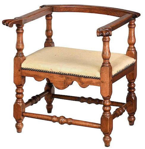 Unusual American William and Mary Turned Chair