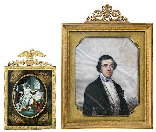 Two Hand Painted French Portraits