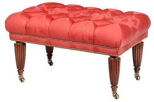 Regency Style Tufted Upholstered Ottoman