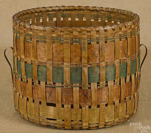Woodlands painted basket, late 19th c., 12'' h., 1