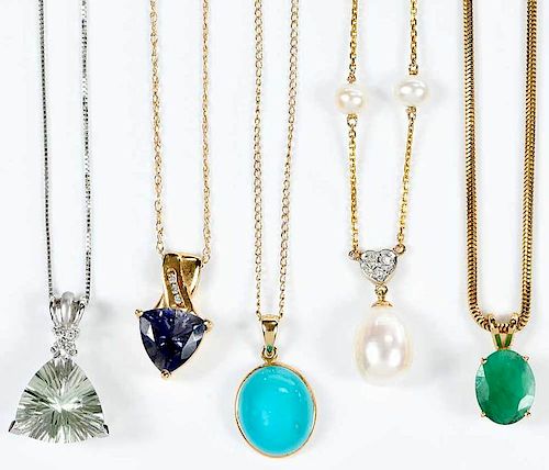 Five Gold Gemstone Necklaces