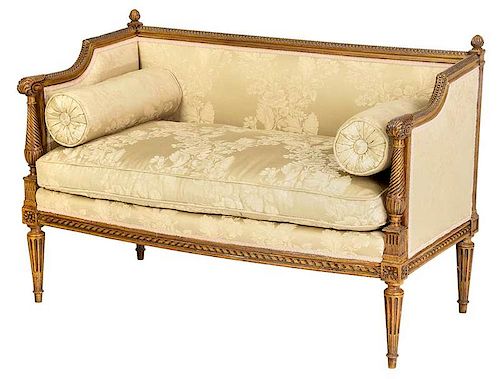 Louis XVI Style Carved and Painted Settee