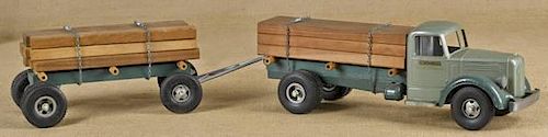 Smith Miller pressed steel Lumber truck and trail