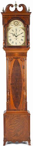 Hepplewhite style mahogany tall case clock, by Fr
