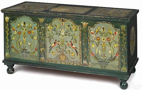 Pennsylvania painted pine dower chest, 19th c., w