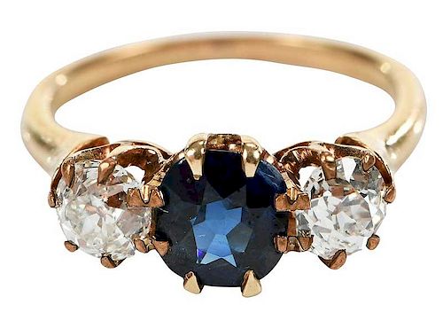 Antique 18kt. Sapphire and Diamond Ring