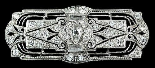 Antique Platinum and Diamond Brooch