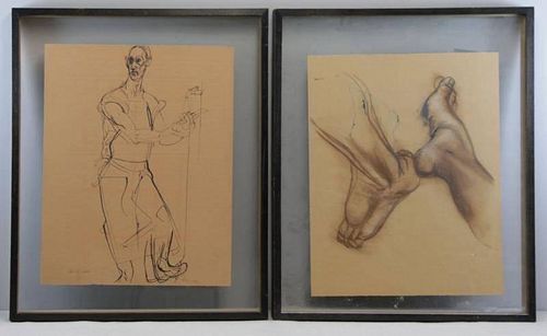 LEBRUN, Rico. Two Double Sided Figure Studies.