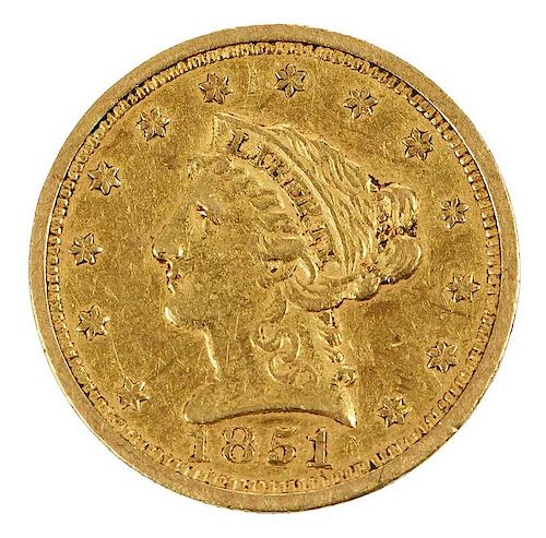 1851 Charlotte Quarter Eagle Gold Coin