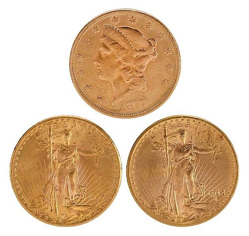 Three U.S. Double Eagle Gold Coins