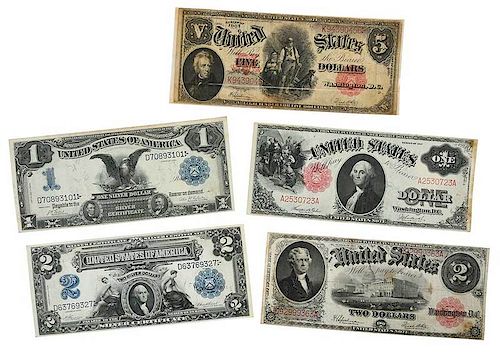 Group of Nine Large Currency Notes