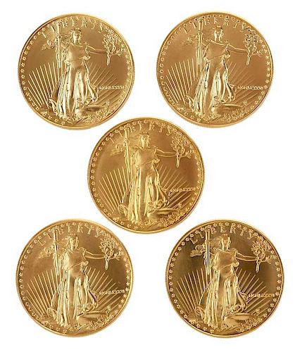 Five American Gold Eagles