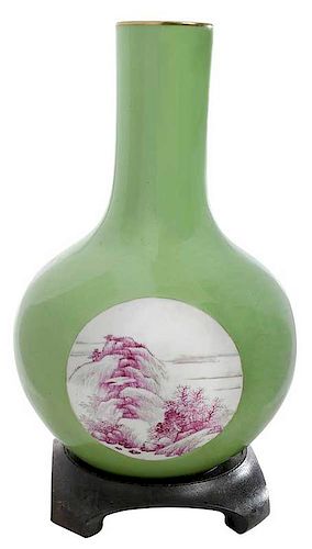 Yellow Green Chinese Bottle Vase