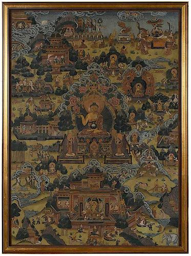 Framed Shakyamuni Thangka